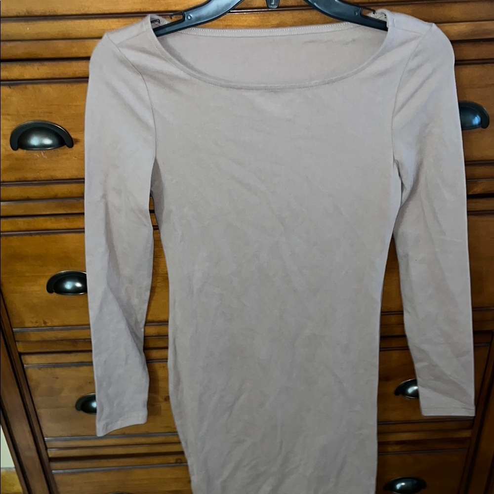 Long Sleeve Taupe Dress